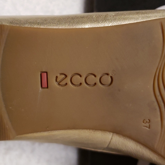 Ecco Goya Bow metallic gold leather ballet flats,7 - Picture 9 of 10